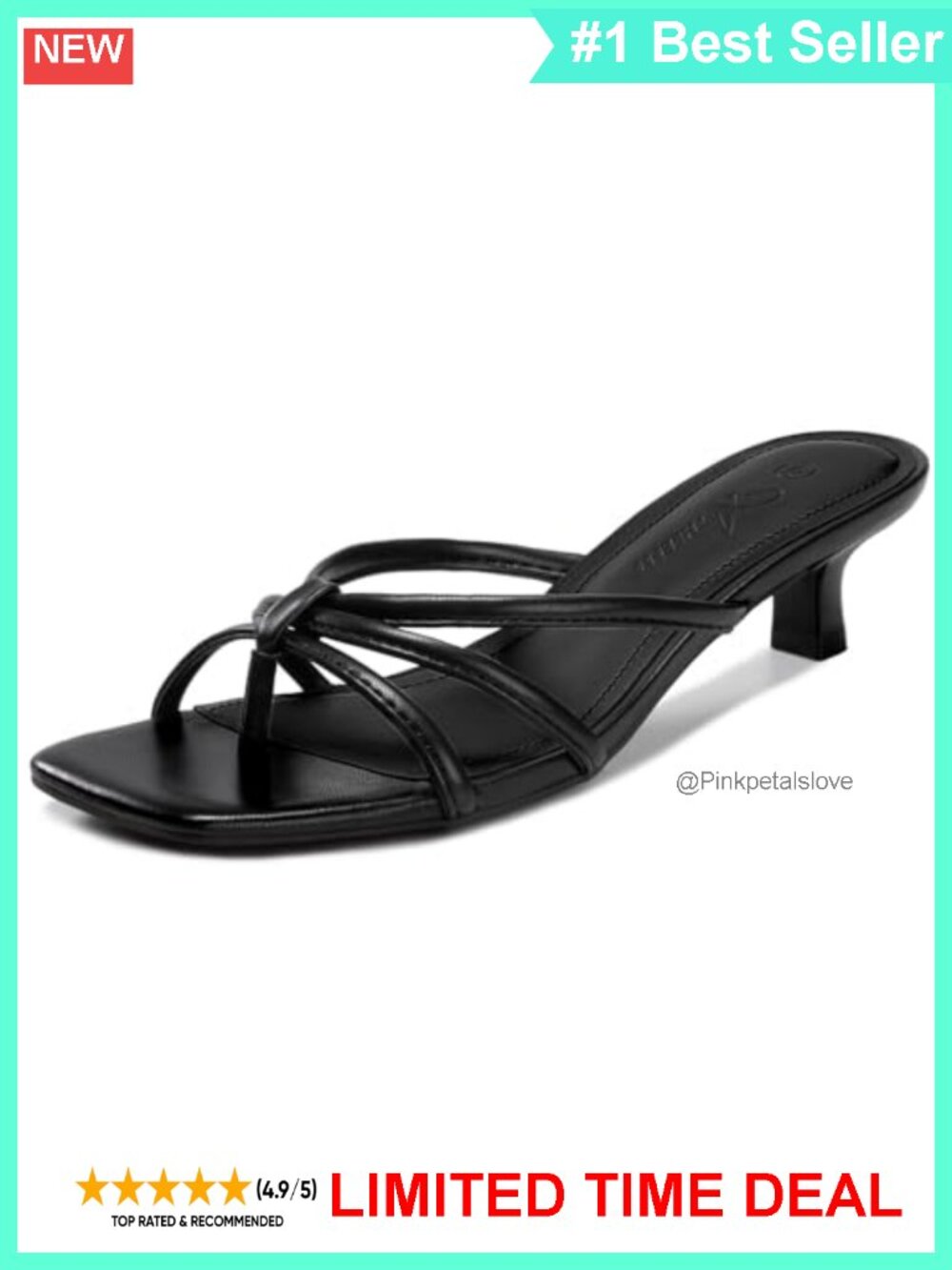 Kitten Heel Thong Sandals Square Open Toe Slip On Heeled